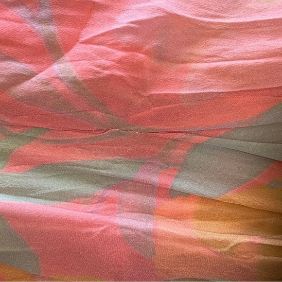 VEDA Bright Floral Short Flutter Sleeve V-Neck Ruched Empire Waist Maxi Dress XS - Picture 16 of 16